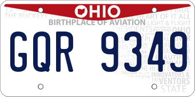 OH license plate GQR9349