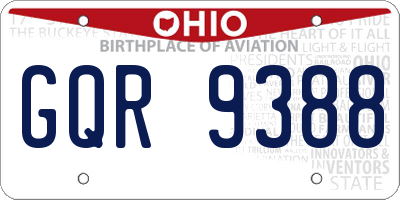 OH license plate GQR9388