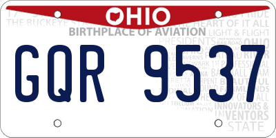 OH license plate GQR9537