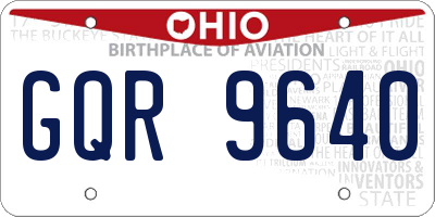 OH license plate GQR9640