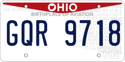 OH license plate GQR9718