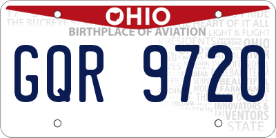 OH license plate GQR9720