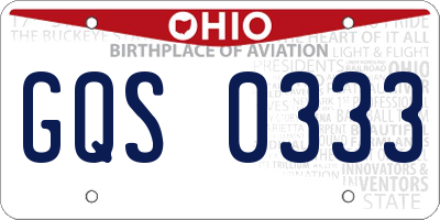 OH license plate GQS0333