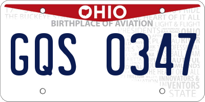 OH license plate GQS0347