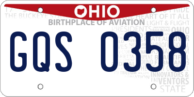 OH license plate GQS0358