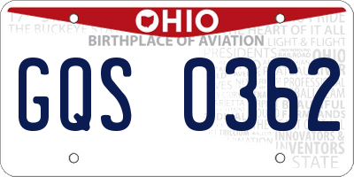 OH license plate GQS0362