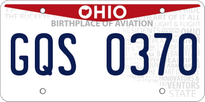 OH license plate GQS0370
