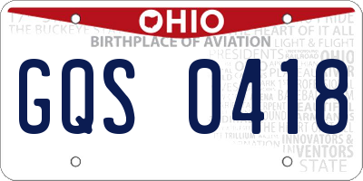 OH license plate GQS0418