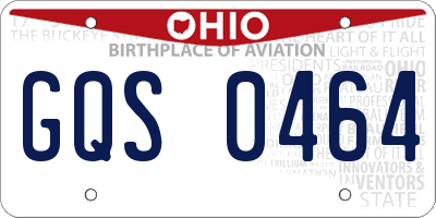 OH license plate GQS0464