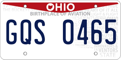 OH license plate GQS0465