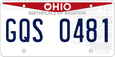 OH license plate GQS0481