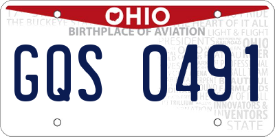 OH license plate GQS0491