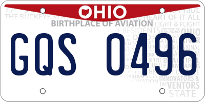 OH license plate GQS0496