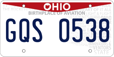 OH license plate GQS0538