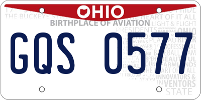 OH license plate GQS0577