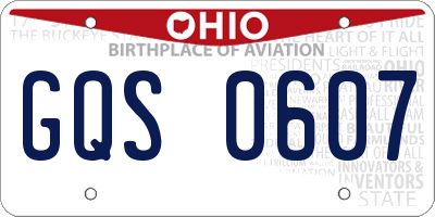 OH license plate GQS0607