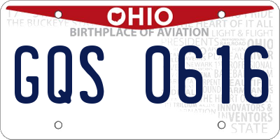 OH license plate GQS0616