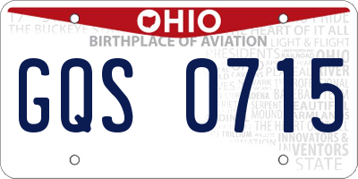 OH license plate GQS0715