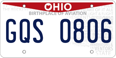 OH license plate GQS0806