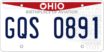 OH license plate GQS0891