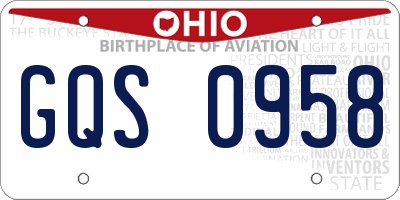 OH license plate GQS0958