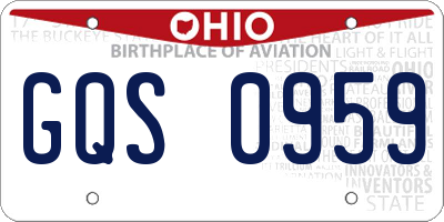 OH license plate GQS0959
