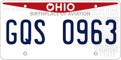 OH license plate GQS0963
