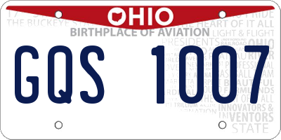 OH license plate GQS1007