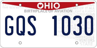 OH license plate GQS1030