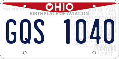 OH license plate GQS1040