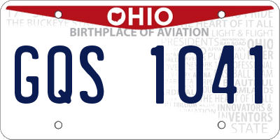 OH license plate GQS1041