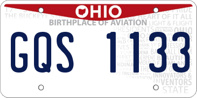 OH license plate GQS1133