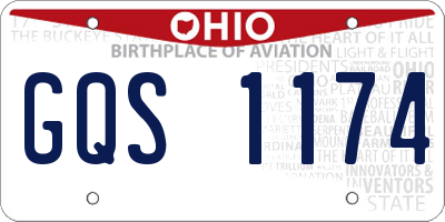 OH license plate GQS1174