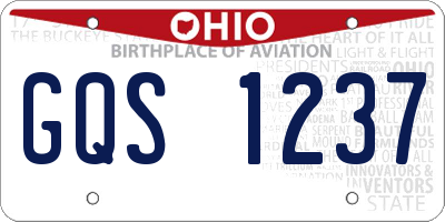 OH license plate GQS1237