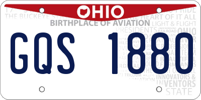 OH license plate GQS1880