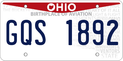 OH license plate GQS1892