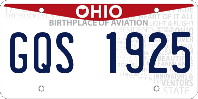 OH license plate GQS1925
