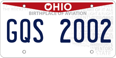 OH license plate GQS2002