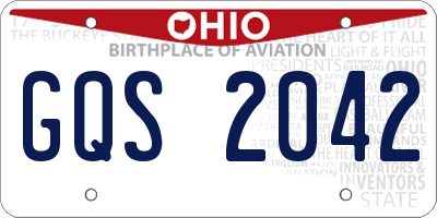 OH license plate GQS2042