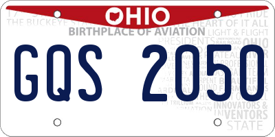 OH license plate GQS2050