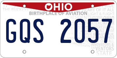 OH license plate GQS2057