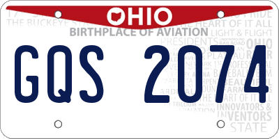 OH license plate GQS2074