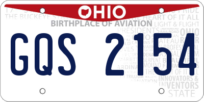 OH license plate GQS2154