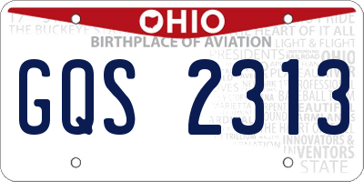 OH license plate GQS2313