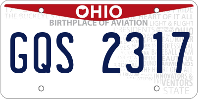 OH license plate GQS2317