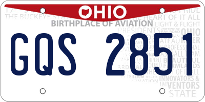 OH license plate GQS2851