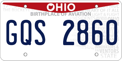 OH license plate GQS2860