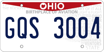 OH license plate GQS3004