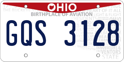 OH license plate GQS3128