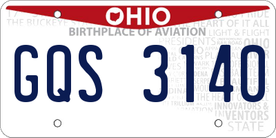 OH license plate GQS3140